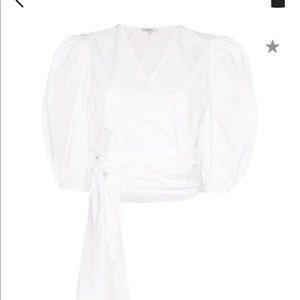 Ganni wrap-front croppped blouse